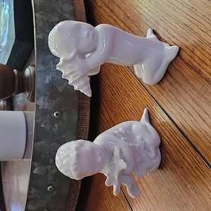 Set of 2 Vintage Bing & Grondahl Porcelain Mermaid Boys Figurines.